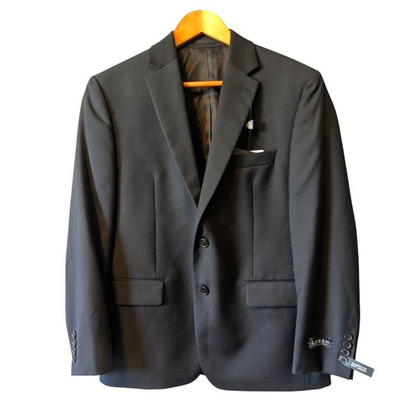 NWT Lauren Ralph Lauren Men's Lattimore Black Business Suit Blazer Jacket40S